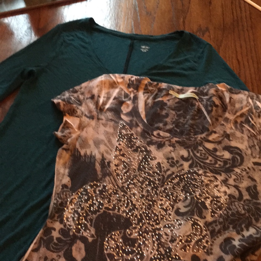Size small tops Maurice and mossimo teal & bling